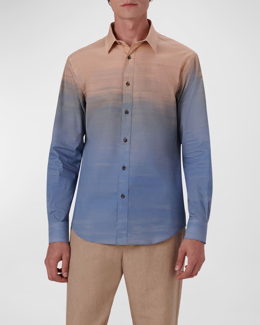 

Мужская спортивная рубашка Slim Fit из эластичного хлопка Bugatchi