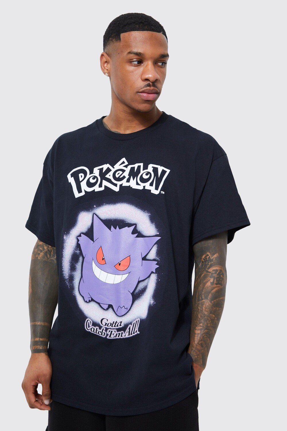 

Оверсайзная футболка с лицензией pokemon gengar Boohoo, черный