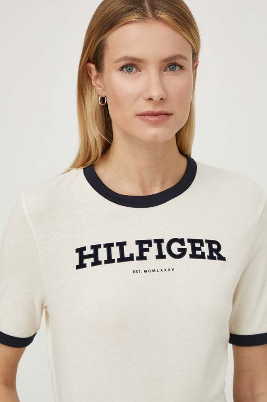 

Хлопковая футболка Tommy Hilfiger, бежевый