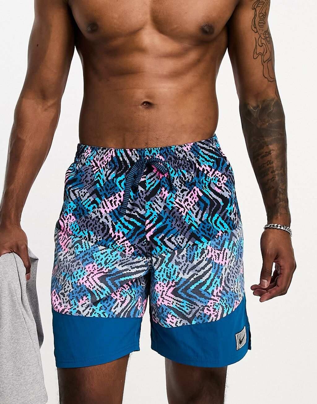 

Синие шорты для плавания Nike Swim Icon Volley размером 7 дюймов с принтом