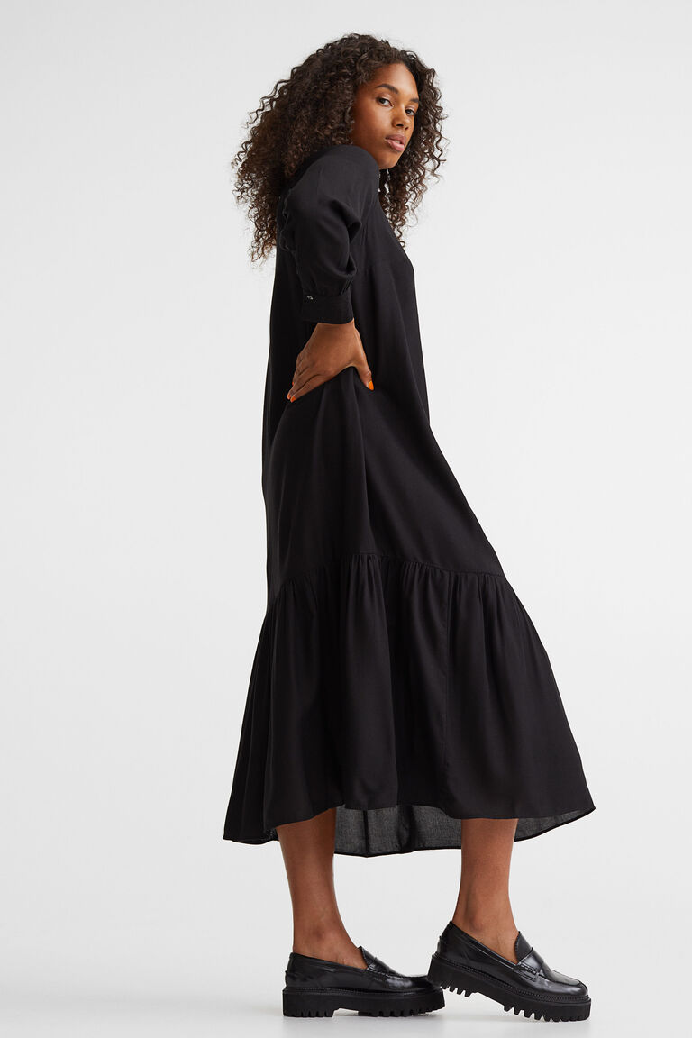 Платье-рубашка с узором H&M, черный платье рубашка с переводом h