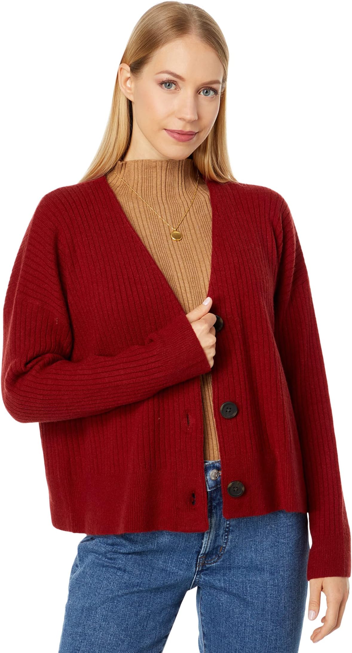 

Свитер Cameron Ribbed Cardigan Sweater in Coziest Yarn Madewell, цвет Wild Cranberry