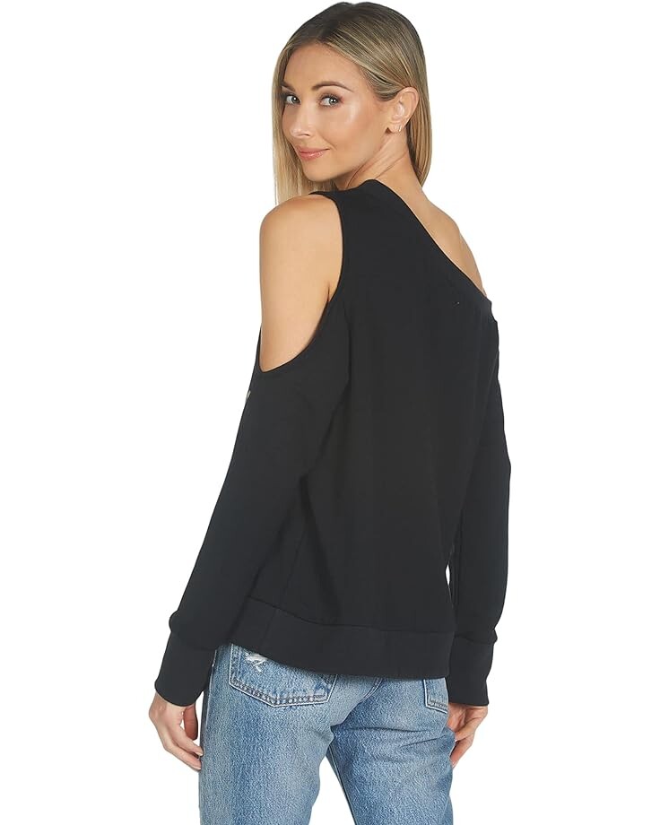 

Толстовка Lauren Moshi Trinidy Leopard Lip Off Shoulder Sweatshirt, черный