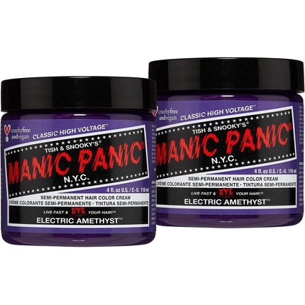 Краска для волос Electric Amethyst Classic Creme Vegan, фиолетовая полуперманентная краска для волос без жестокости, 118 мл, Manic Panic manic panic classic electric amethyst