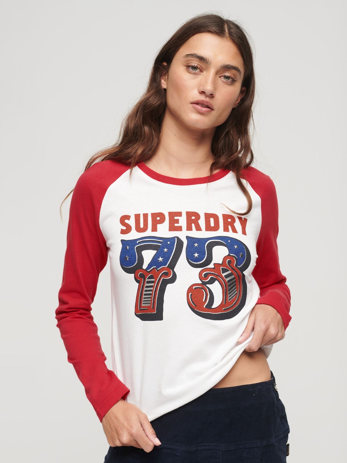 

Топ Американа с длинными рукавами Superdry, белый/мульти