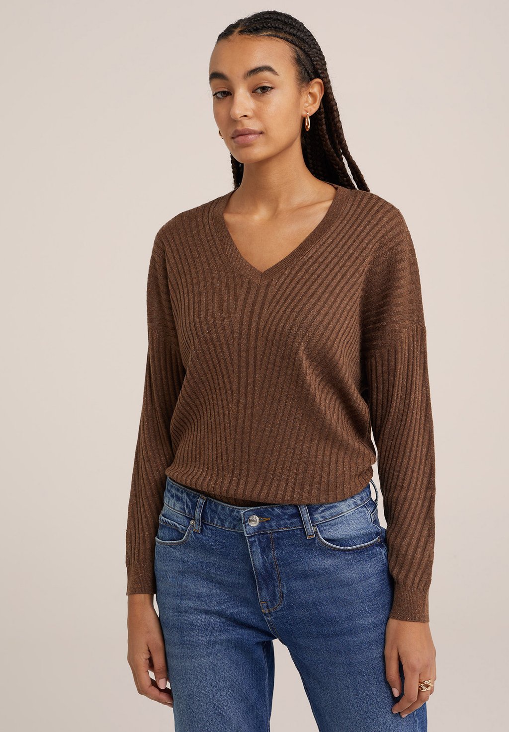 Вязаный свитер WE Fashion, цвет brown