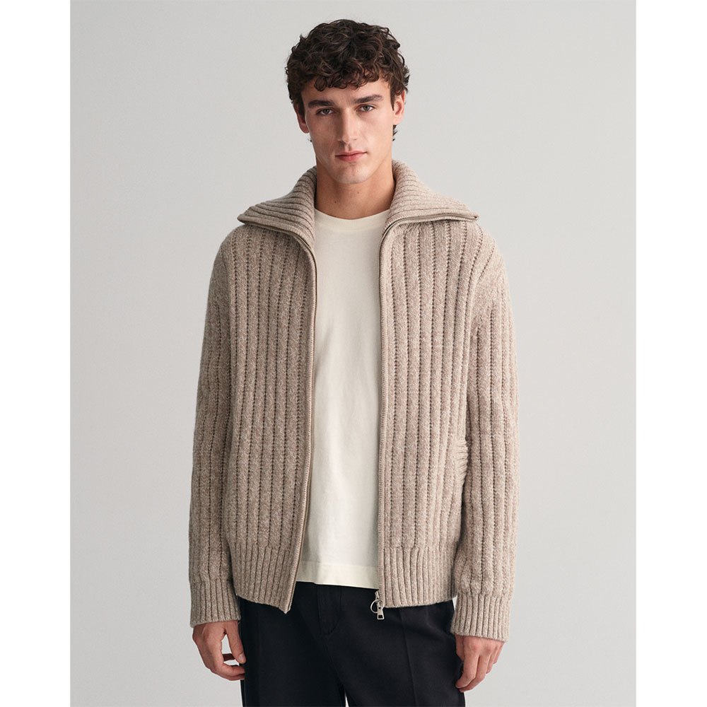 Свитер Gant Wool Full Zip, бежевый свитер gant 8030173 full zip черный