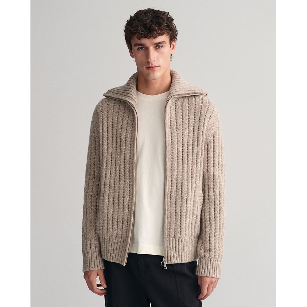 

Свитер Gant Wool Full Zip, бежевый
