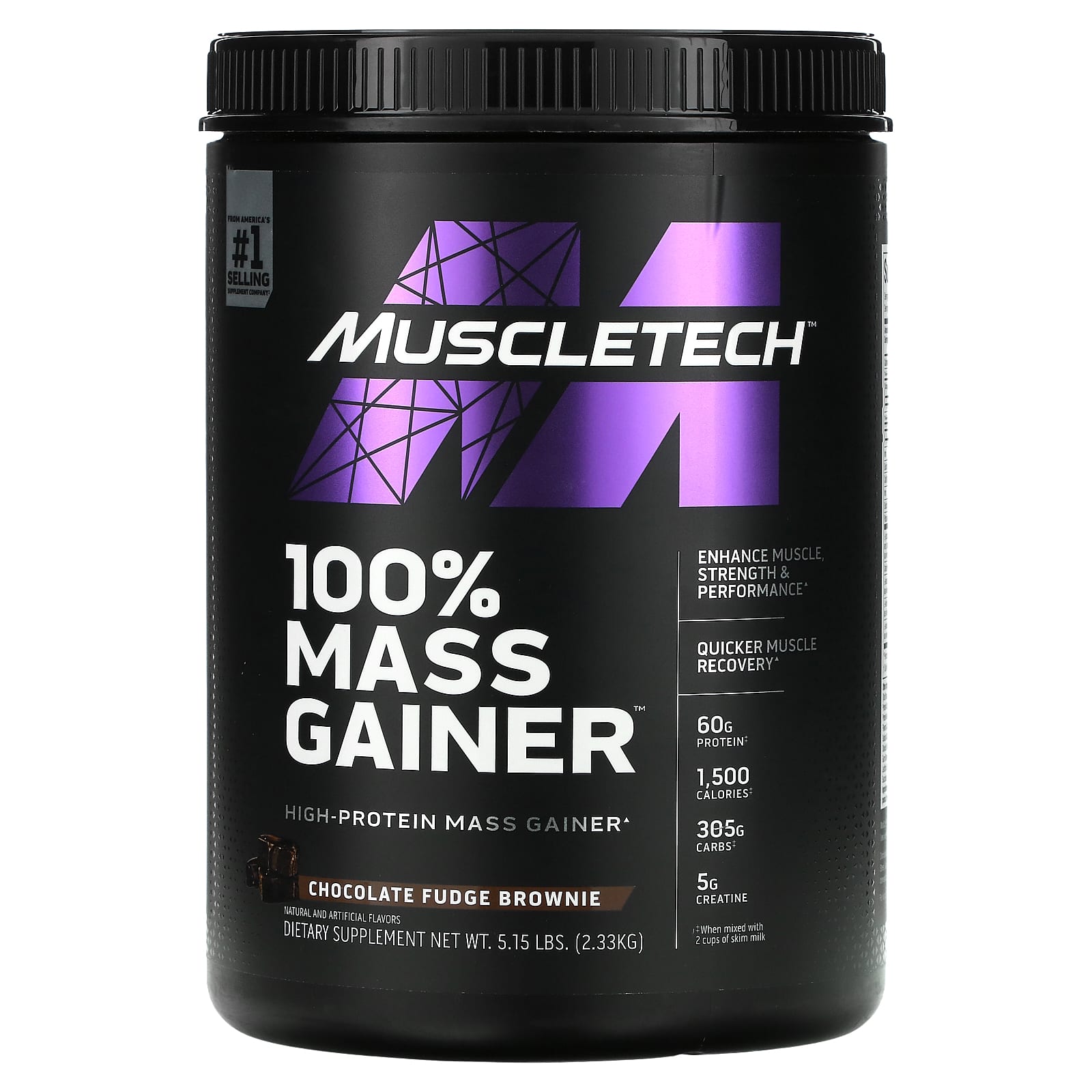 

100% для набора массы, шоколадное брауни, 2,33 кг (5,15 фунта), MuscleTech