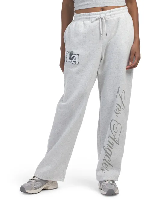 

Широкие джоггеры с нашивками из синели Los Angeles Sugarkiss, цвет Heather Grey