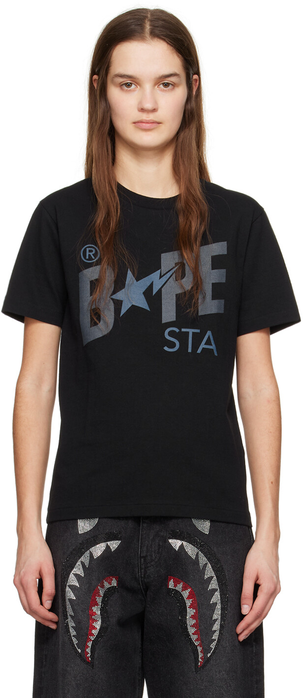 

Черная футболка с надписью STA Bape