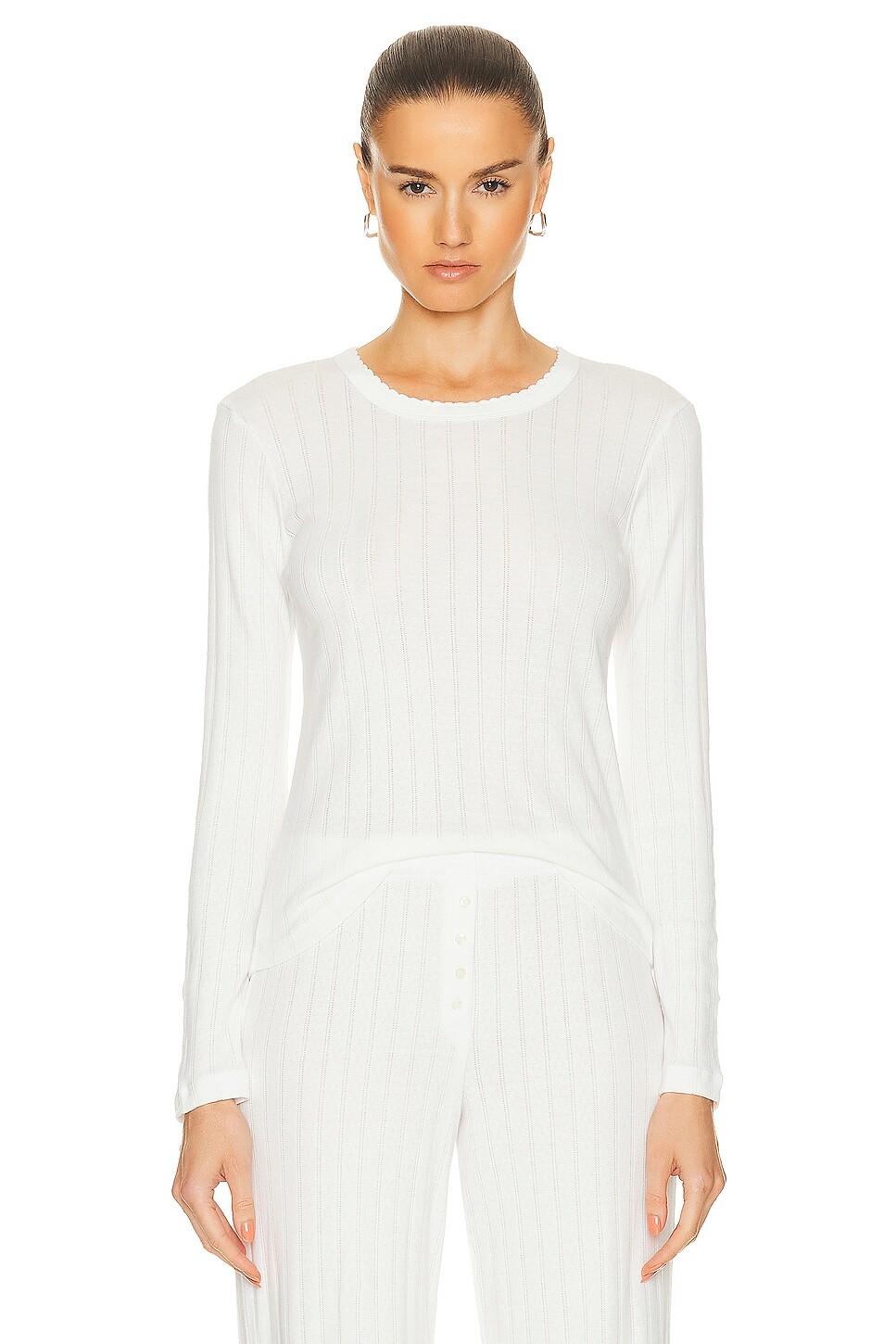 

Топ Leset Pointelle Slim Fit Long Sleeve, белый