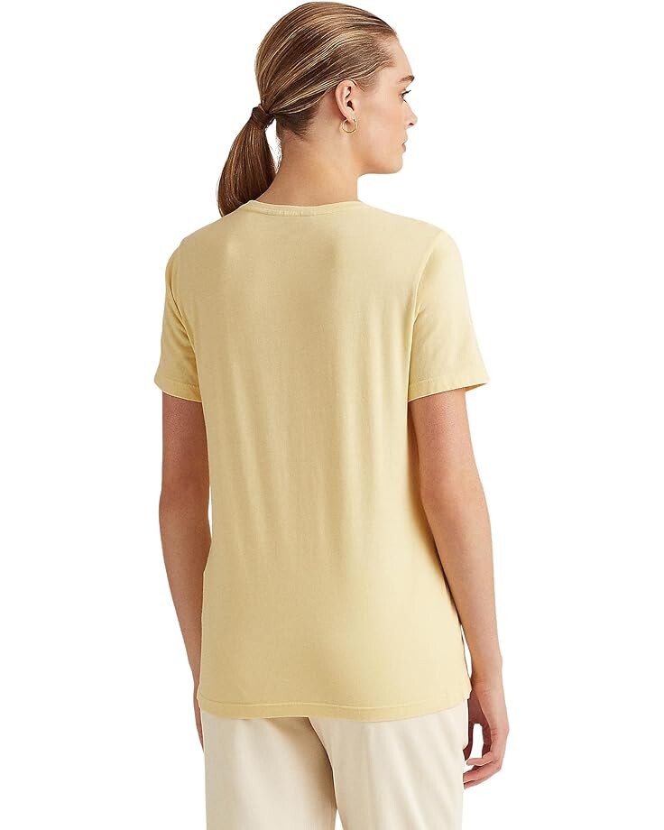 Футболка LAUREN Ralph Lauren Petite Eyelet Logo Jersey Tee, цвет Wicket Yellow