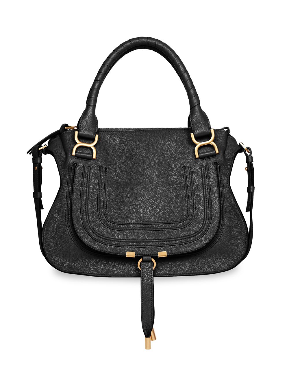 Кожаная сумка-портфель Marcie среднего размера Chloé, черный