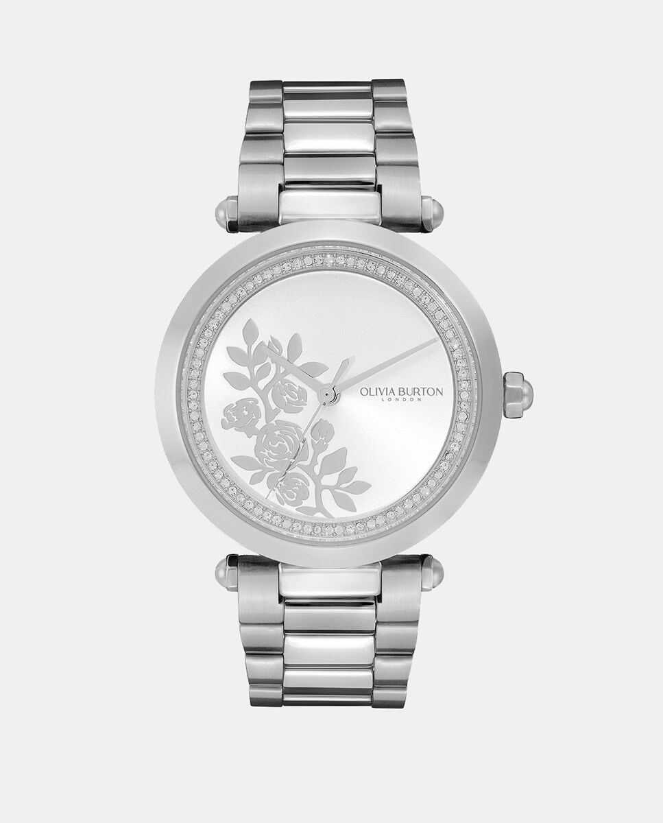 Цветочные 24000042 стальные женские часы Olivia Burton, серебро