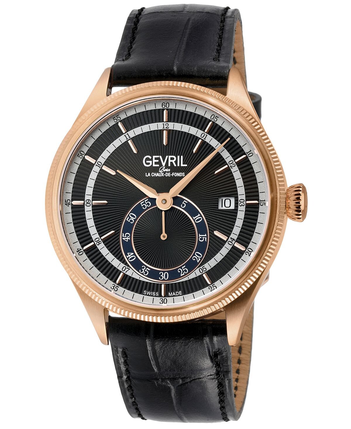 

Мужские часы Empire Swiss автоматические, черные кожаные, 40 мм Gevril