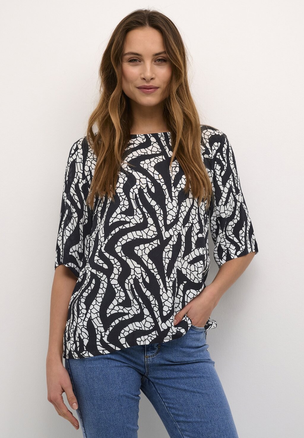 

Блузка BPZELINA HALF SLEEVES ROUND NECK Kaffe, белый, Черный, Блузка BPZELINA HALF SLEEVES ROUND NECK Kaffe, белый