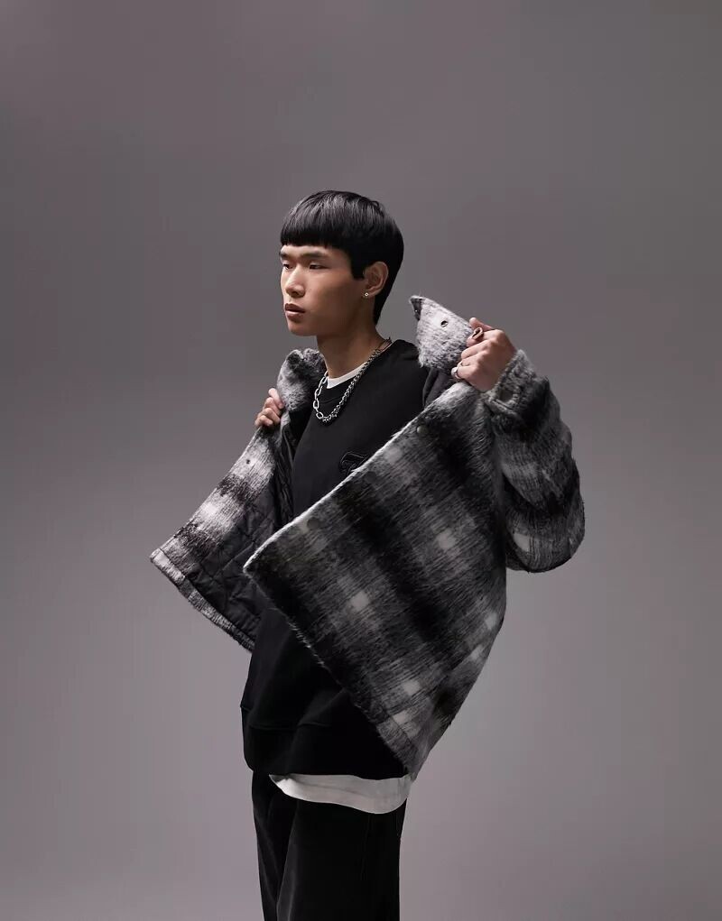 

Выцветшая черная Куртка в клетку Topman