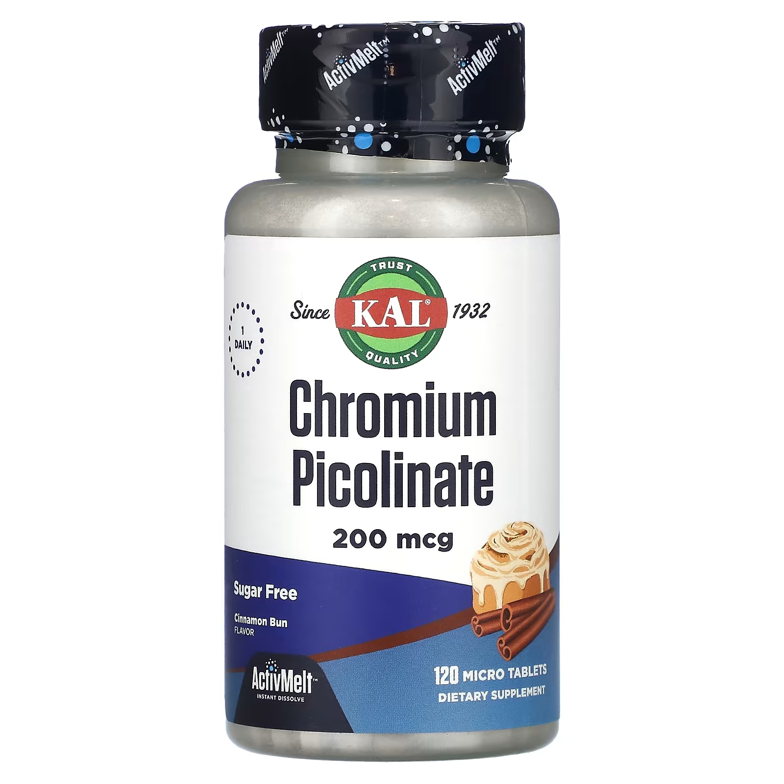 Пиколинат хрома KAL с корицей, 120 микротаблеток биологически активная добавка ironman chromium picolinate 30 шт