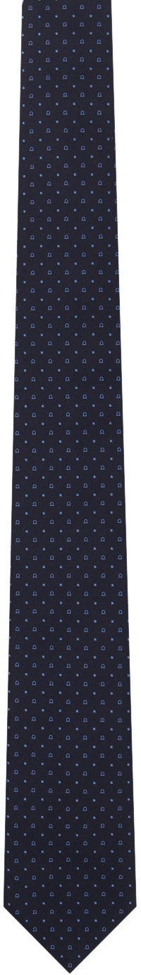 Темно-синий жаккардовый галстук Gancini Ferragamo темно синий шелковый галстук с геометрическим принтом chris
