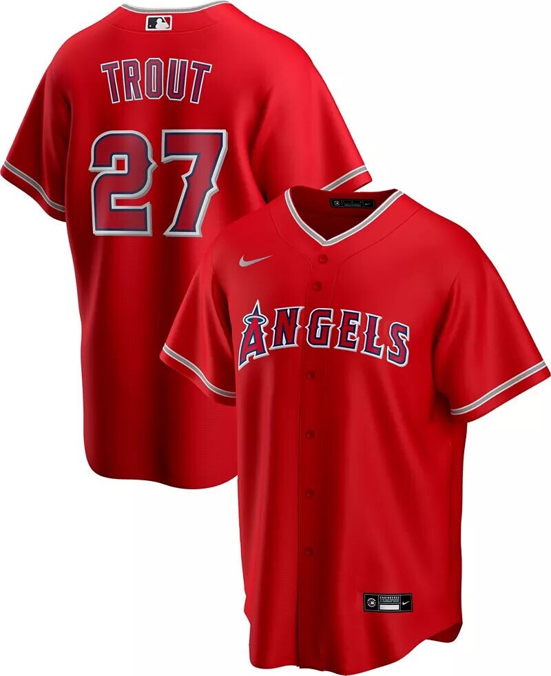 

Мужская реплика Nike Los Angeles Angels Mike Trout #27 Red Cool Base Jersey