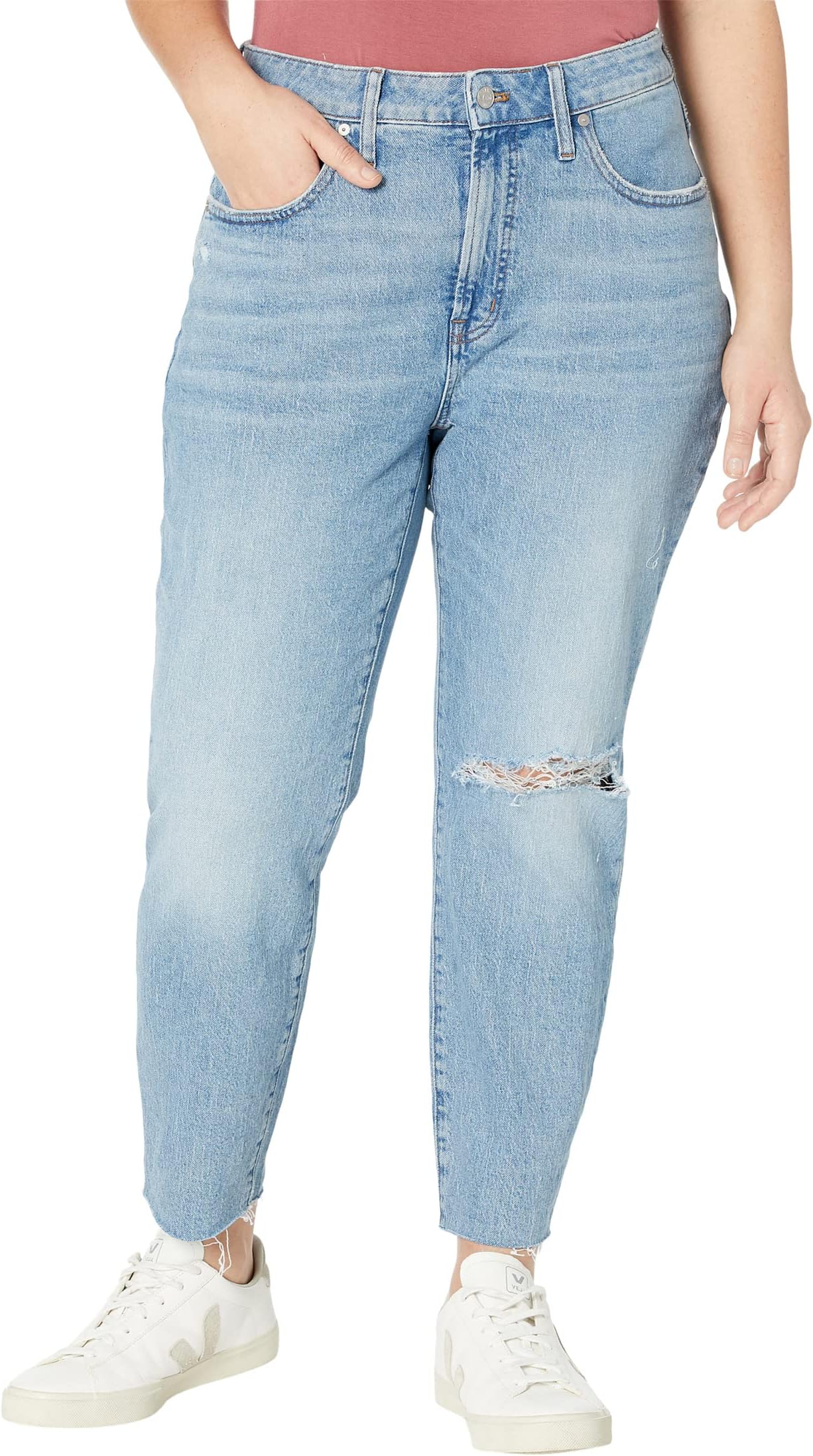 

Джинсы The Plus Curvy Perfect Vintage Jean in Coney Wash: Destroyed Edition Madewell, цвет Coney Wash