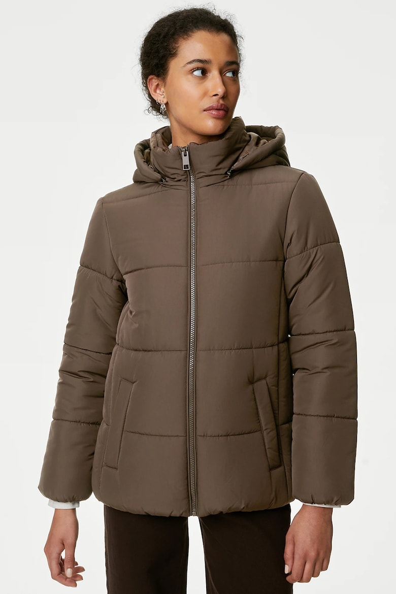 Зимняя куртка со съемным капюшоном Marks & Spencer, коричневый