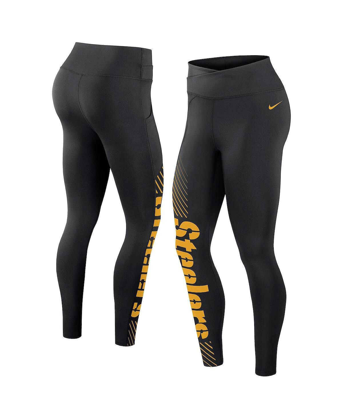 

Черные женские леггинсы-кроссоверы Pittsburgh Steelers Yard Line Nike, черный