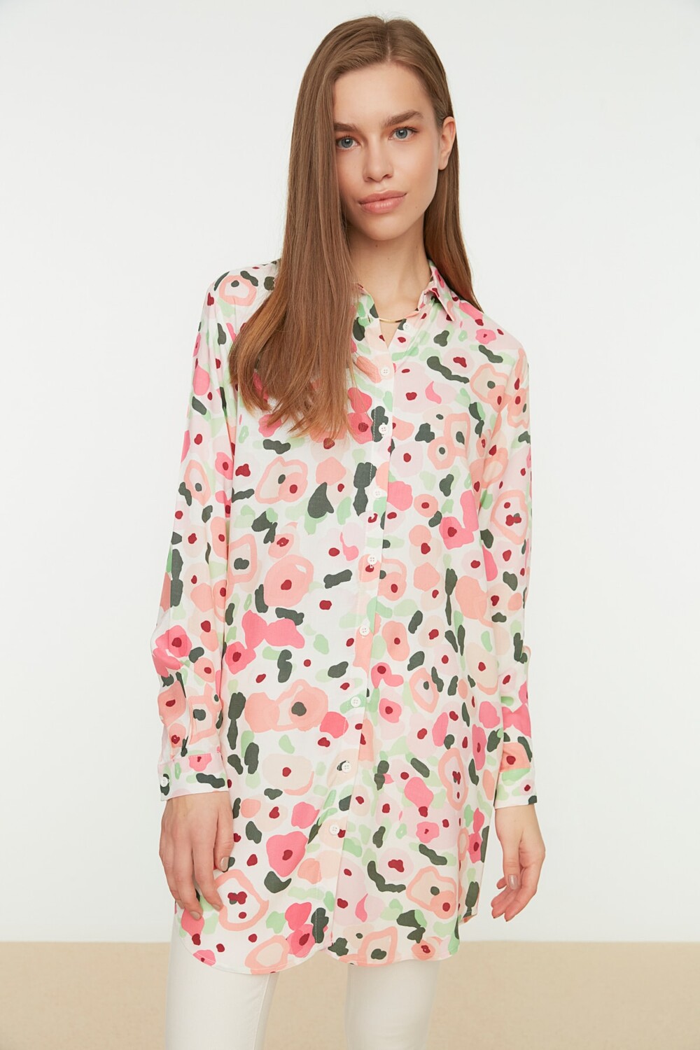 

Рубашка - Розовый - Свободный крой Trendyol Modest, розовый
