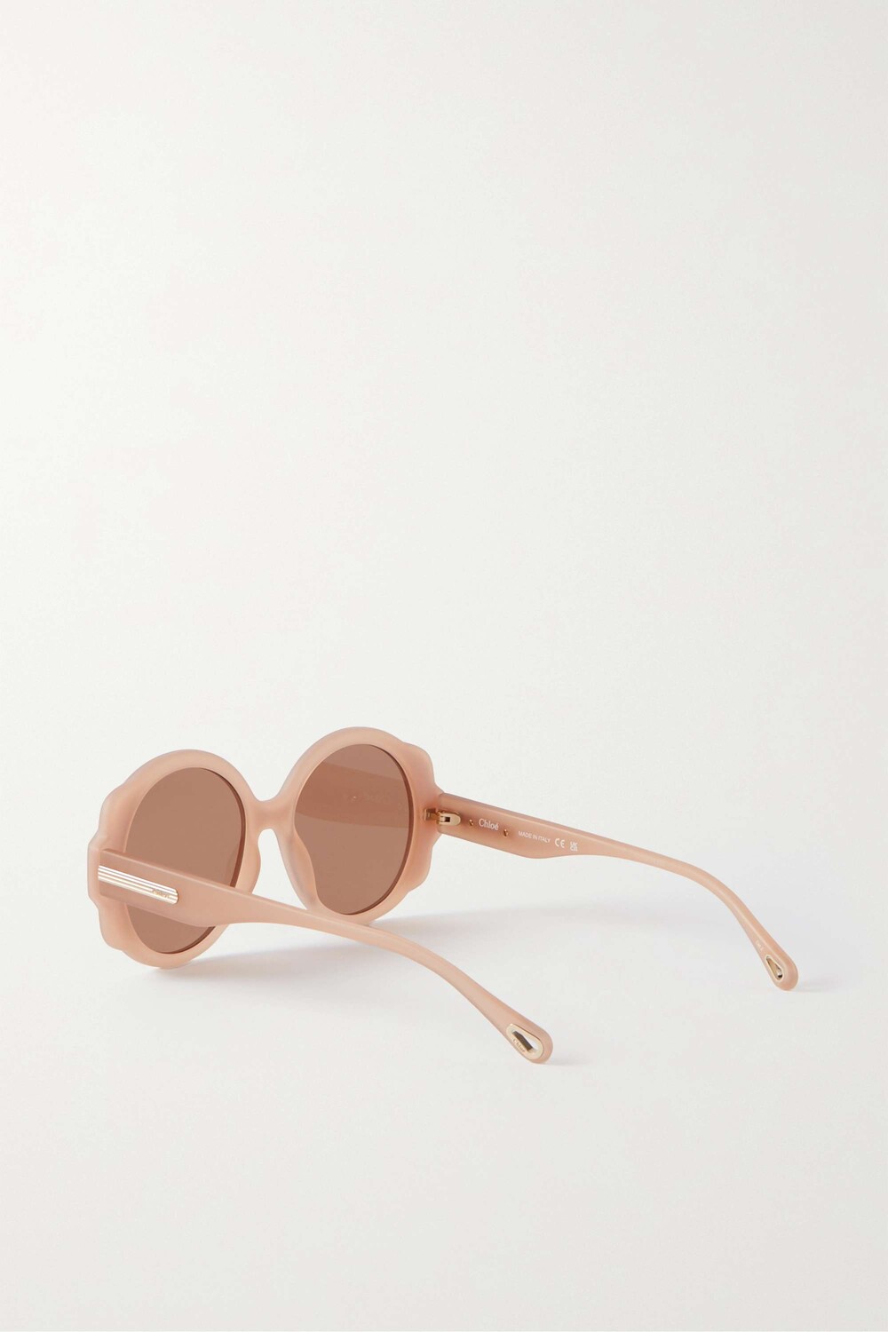 

CHLOÉ EYEWEAR солнцезащитные очки Mirtha в массивной круглой оправе из переработанного ацетата, бежевый