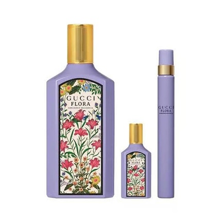 

Подарочный набор для женщин Gucci Flora Gorgeous Magnolia: спрей EDP 100 мл + спрей Mini EDP 10 мл + спрей Mini Pen 5 мл - твердая коробка