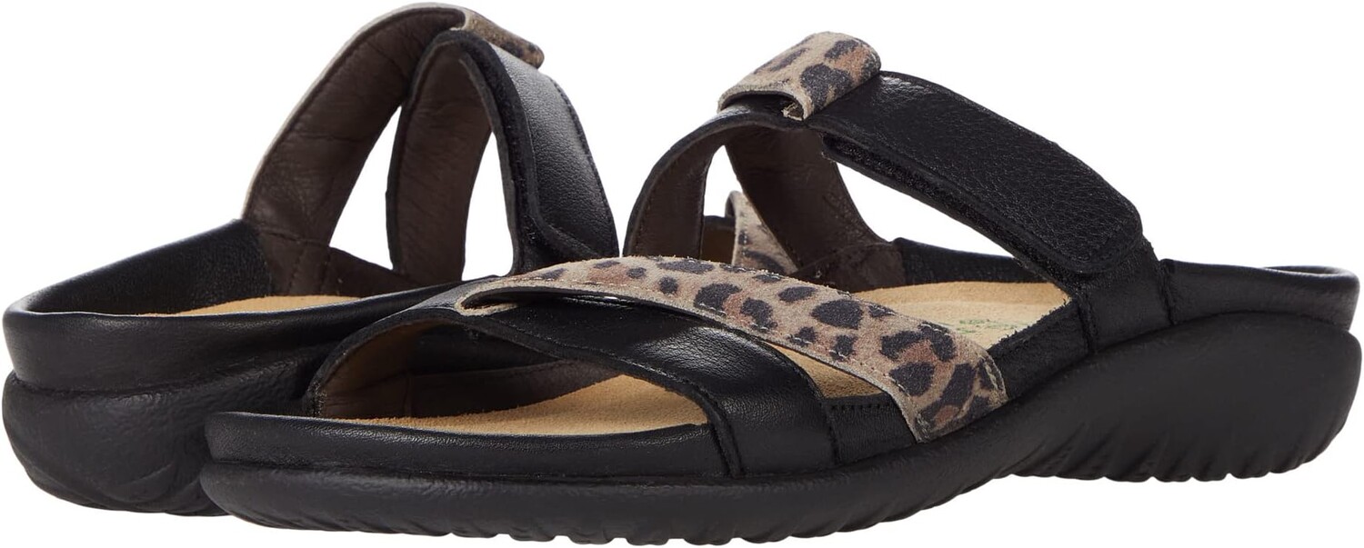 

Сандалии на плоской подошве Tariana Naot, цвет Soft Black Leather/Cheetah Suede