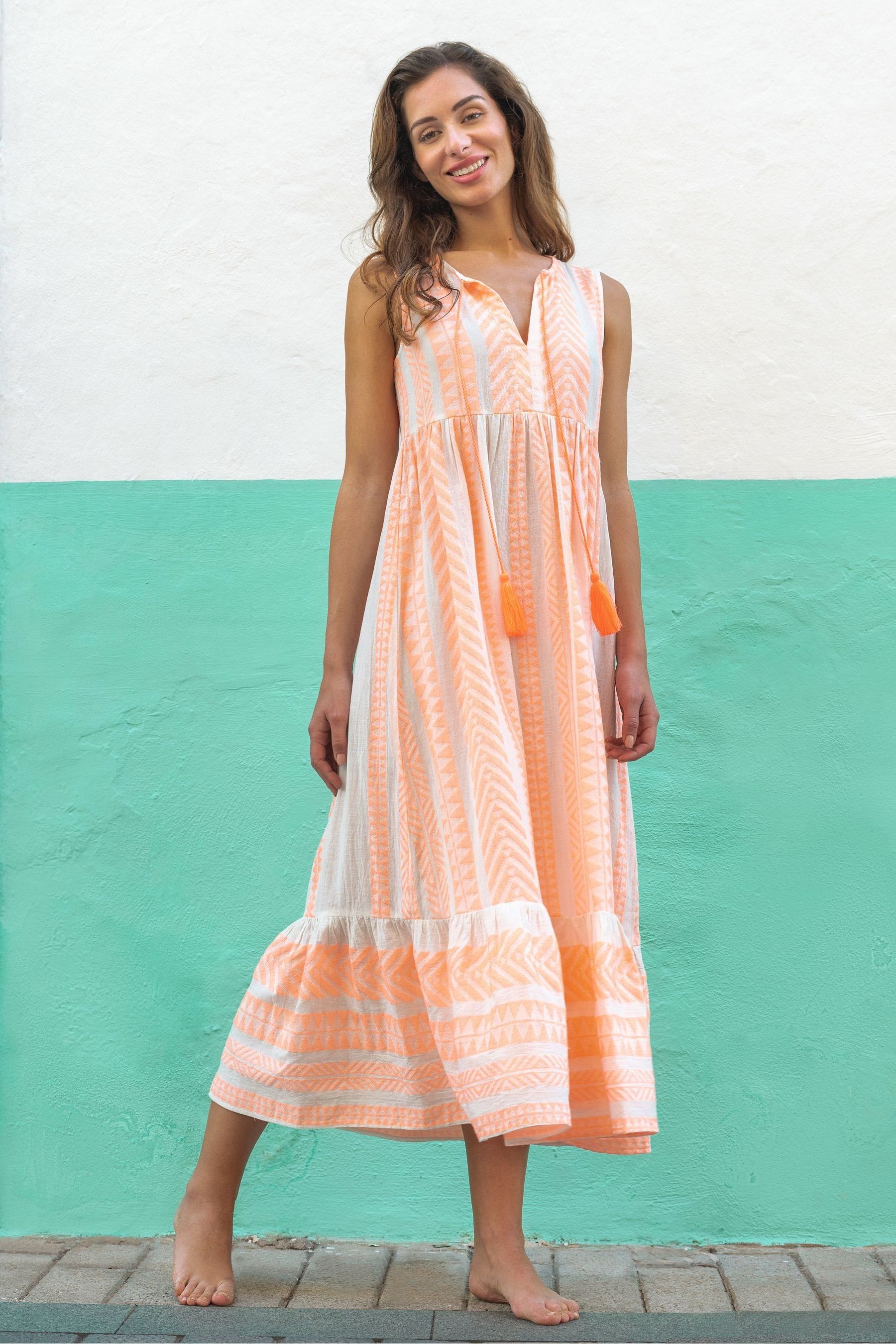 Жаккардовое платье макси без рукавов South Beach, оранжевый