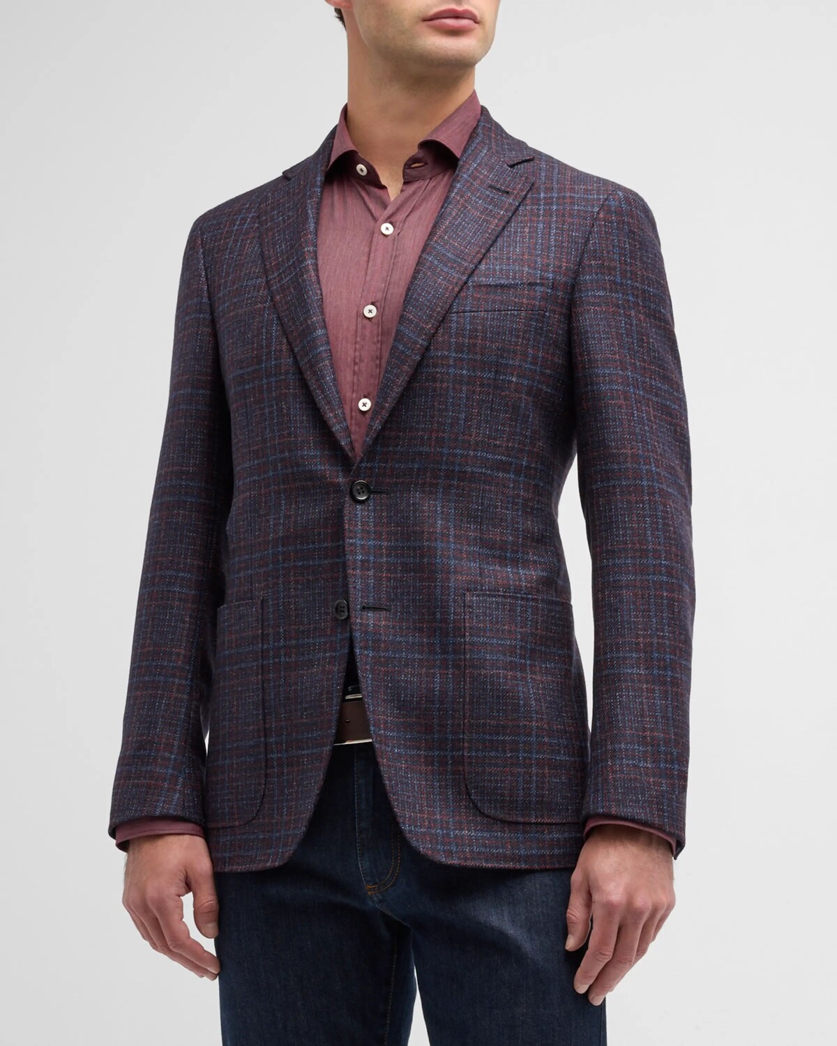 

Мужское спортивное пальто в шерстяную клетку Canali, цвет Blue
