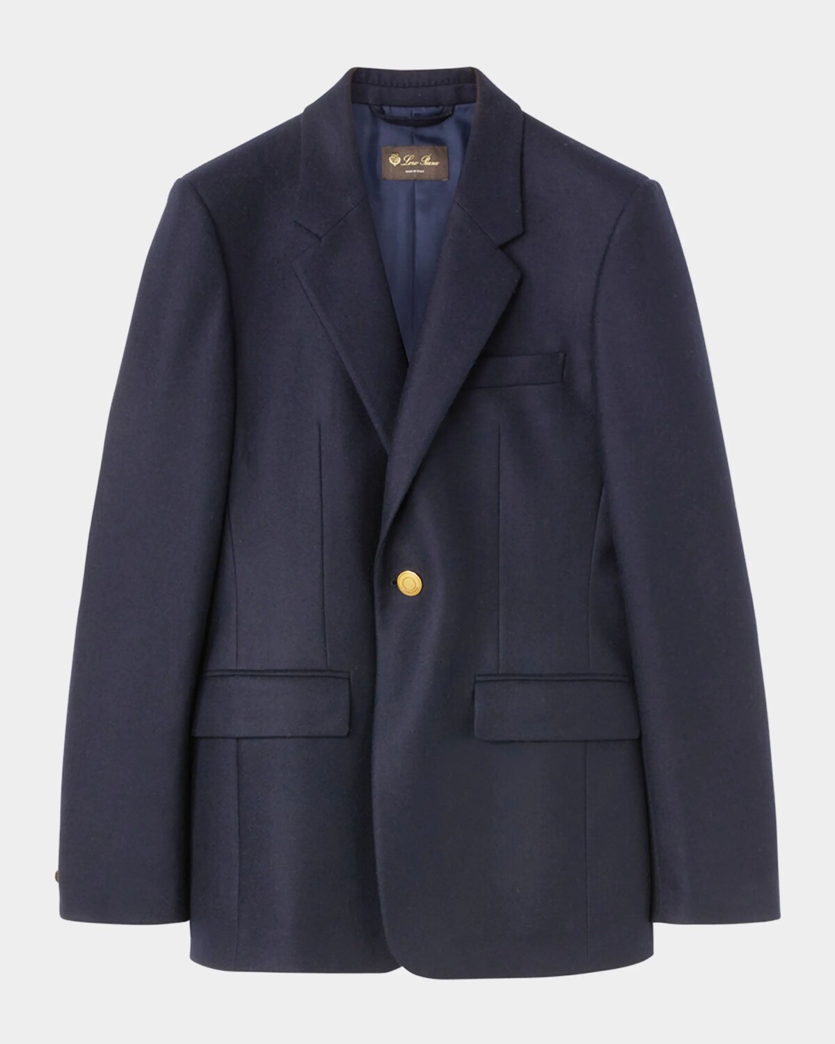 

Яркий однобортный жакет из кашемировой фланели Loro Piana, цвет China Blue Mel