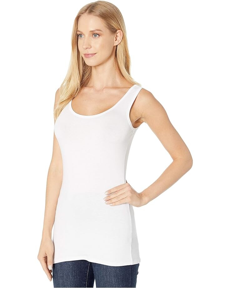 

Топ Michael Stars Lightweight Viscose Long Fitted Tank Top, белый