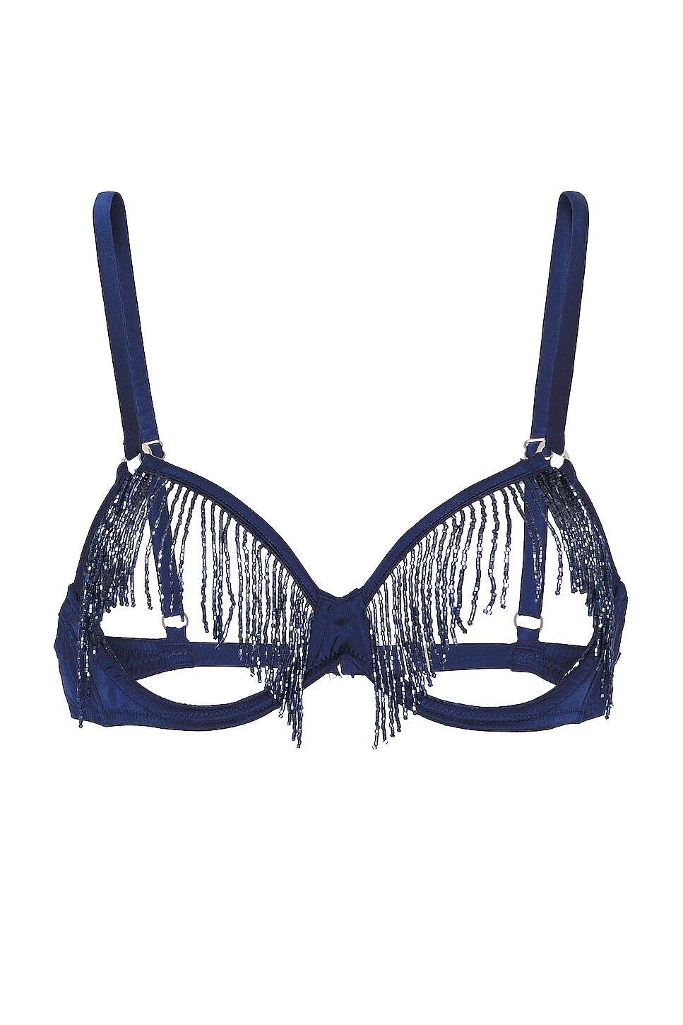 Бюстгальтер fleur du mal Beaded Fringe Ouvert, цвет Nighttime Blue