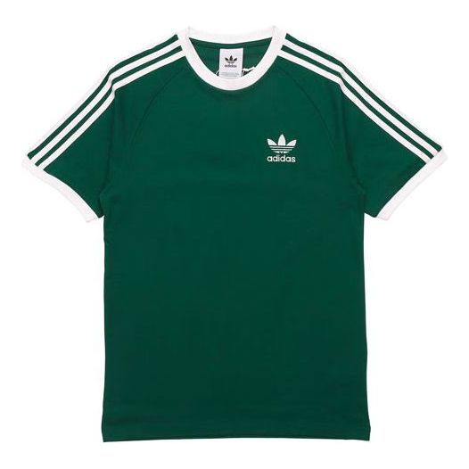 Футболка adidas originals 3-Stripes Tee Casual Round Neck Loose Logo Stripe Short Sleeve Dark Green, зеленый