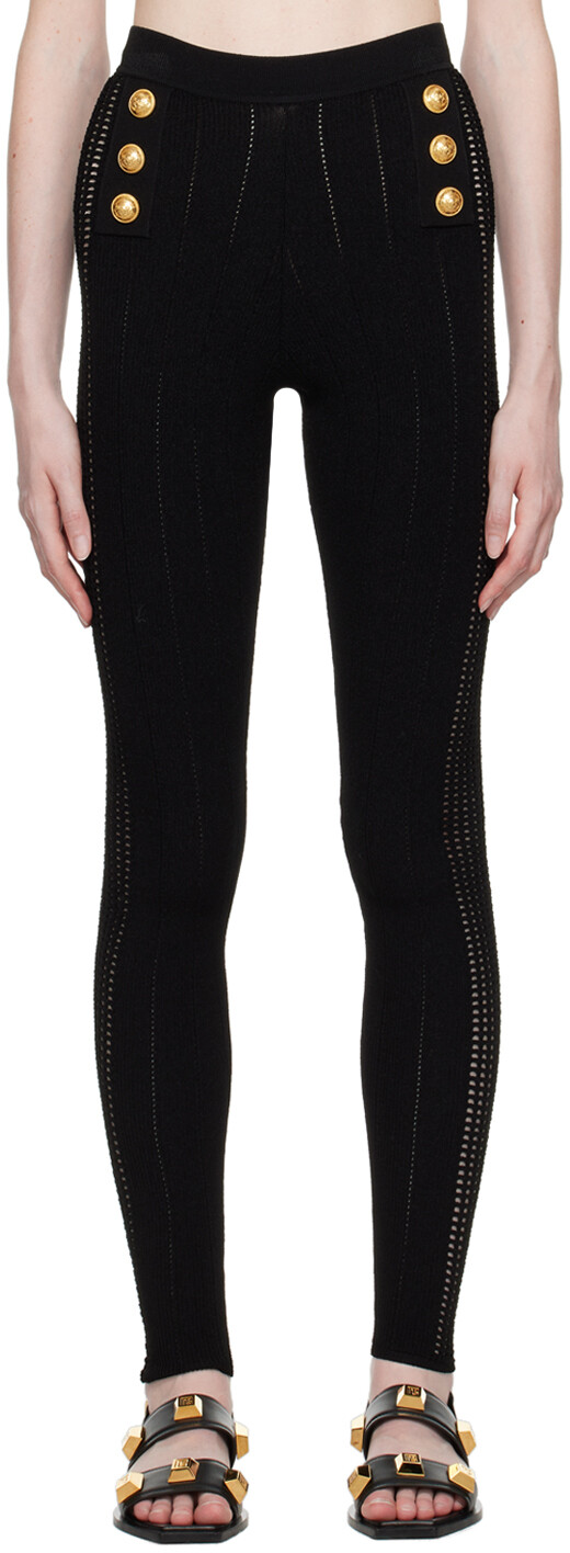 

Черные леггинсы на пуговицах Balmain