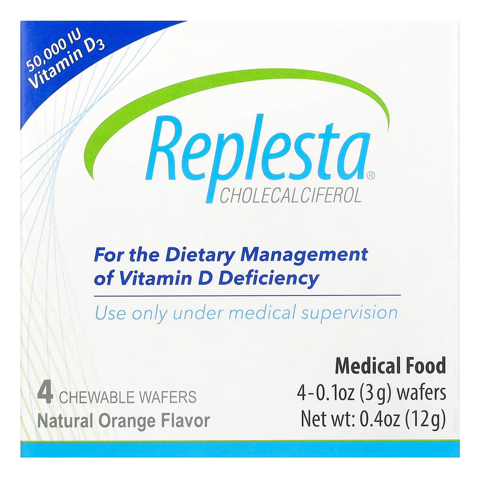 цена Холекальциферол витамин D3 Replesta натуральный апельсин, 4 жевательные вафли по 3 г