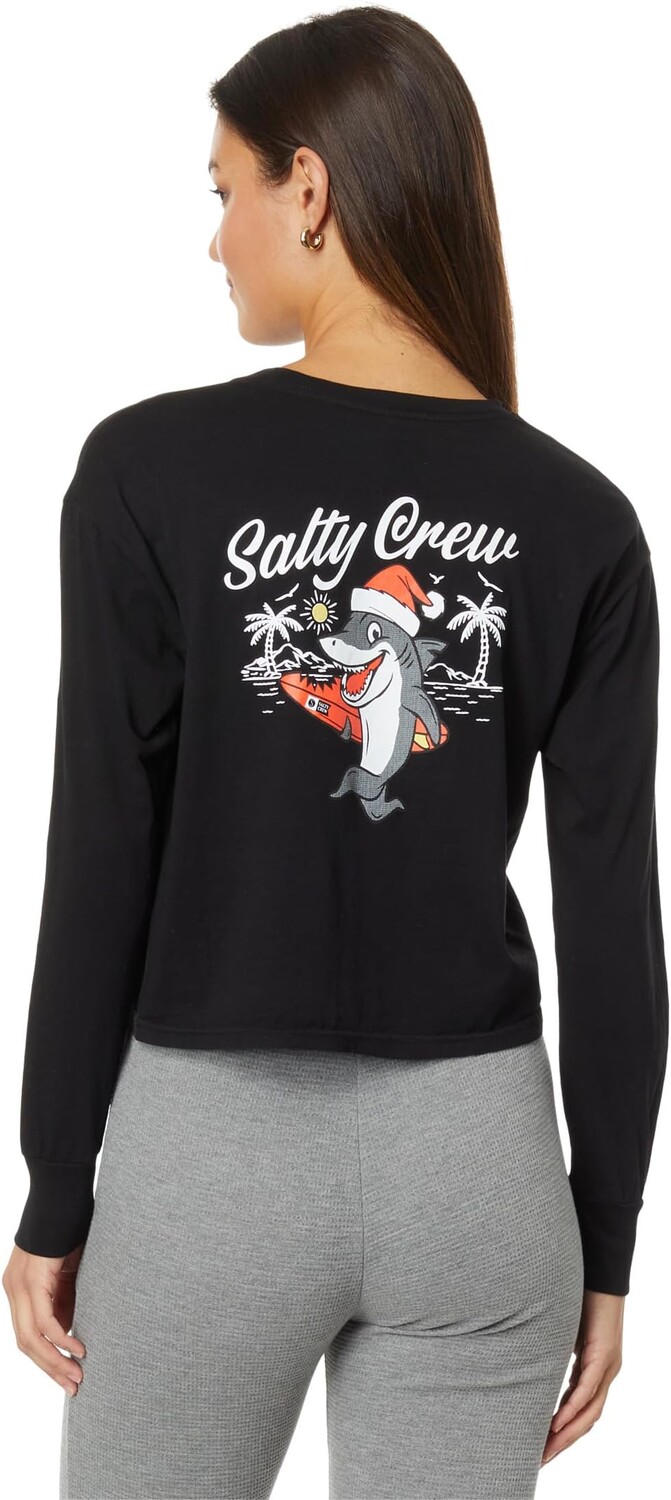 

Укороченная футболка с длинными рукавами Santa Shark Salty Crew, черный