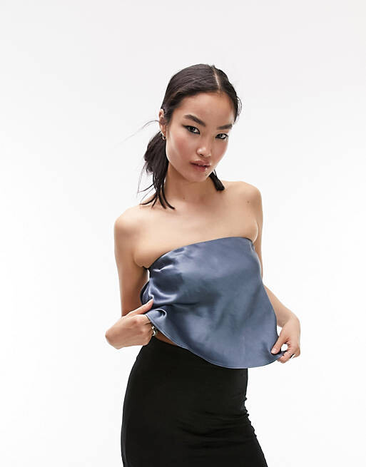 

Синий топ-бандо Topshop