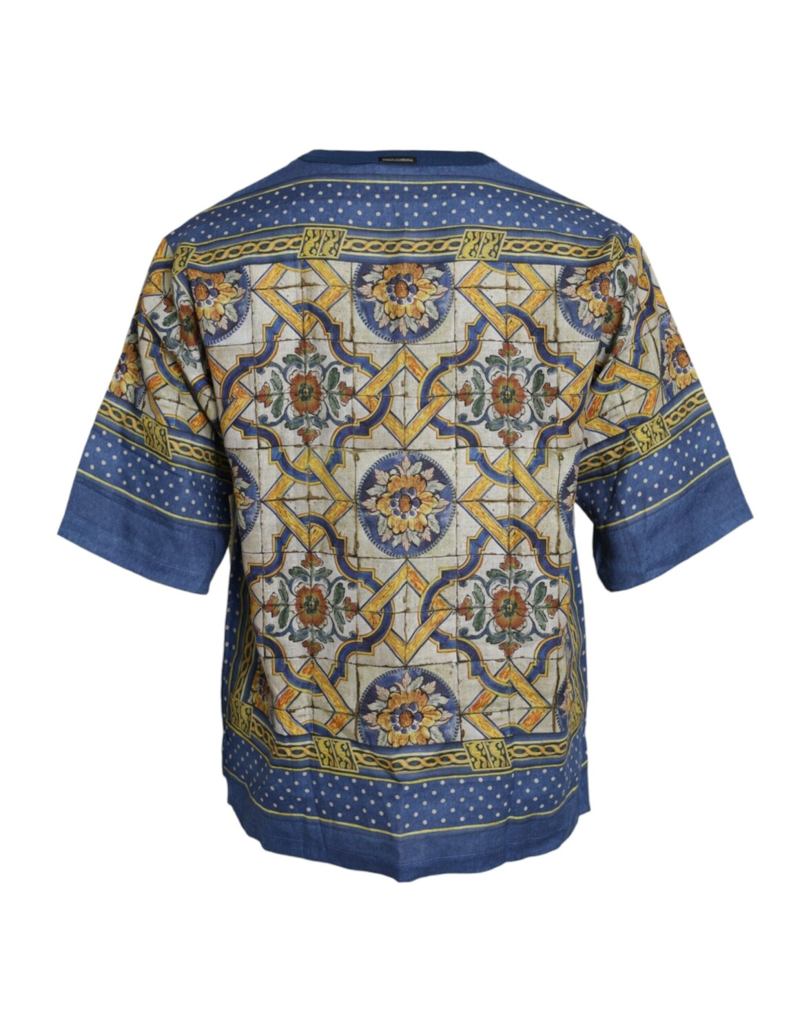 

Мужская льняная футболка с коротким рукавом Dolce & Gabbana Majolica, мультиколор
