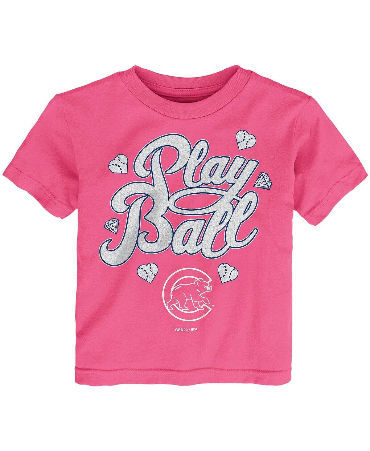 

Розовая футболка Chicago Cubs Ball Girl для мальчиков и девочек (для малышей) Outerstuff