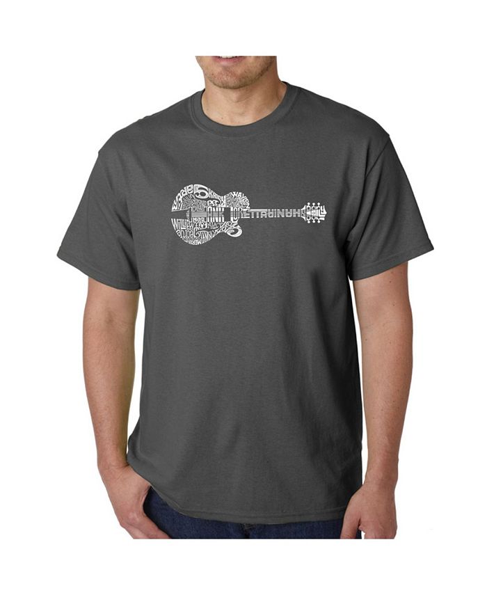 Мужская футболка с рисунком Word Art — гитара в стиле кантри LA Pop Art, серый