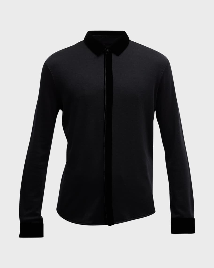 

Мужская классическая рубашка с бархатной отделкой Giorgio Armani