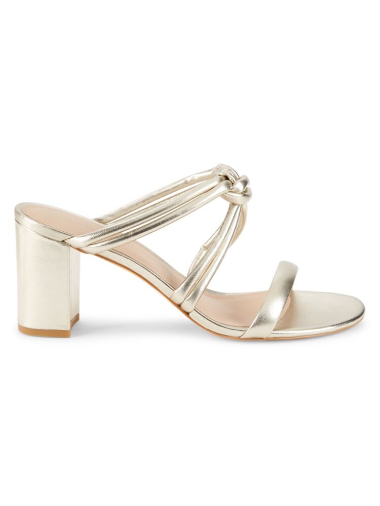 

Кожаные сандалии на блочном каблуке с закрученным узлом Stuart Weitzman, цвет Platino
