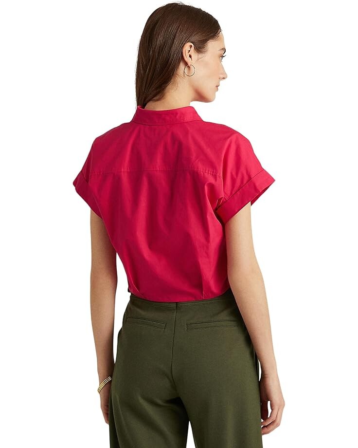 

Рубашка LAUREN Ralph Lauren Twist-Front Cotton Broadcloth Shirt, цвет Sport Pink
