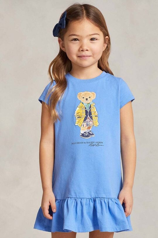 

Детское хлопковое детское платье Polo Ralph Lauren, синий