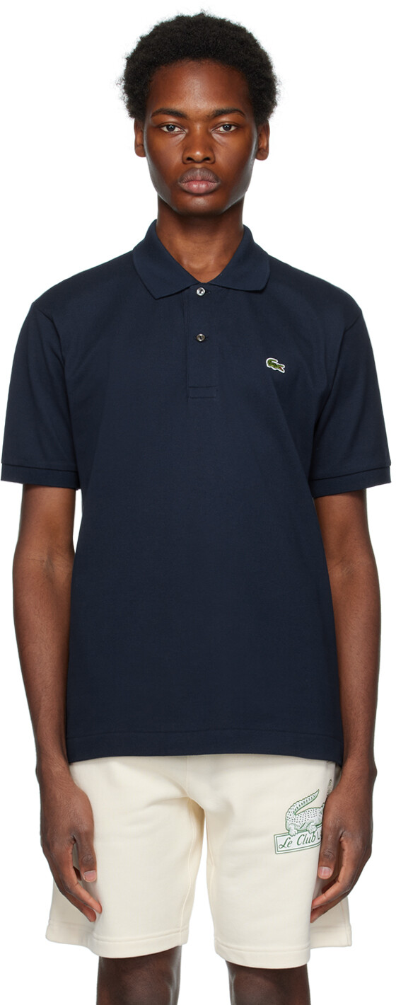 

Темно-синяя оригинальная футболка-поло Lacoste, Синий